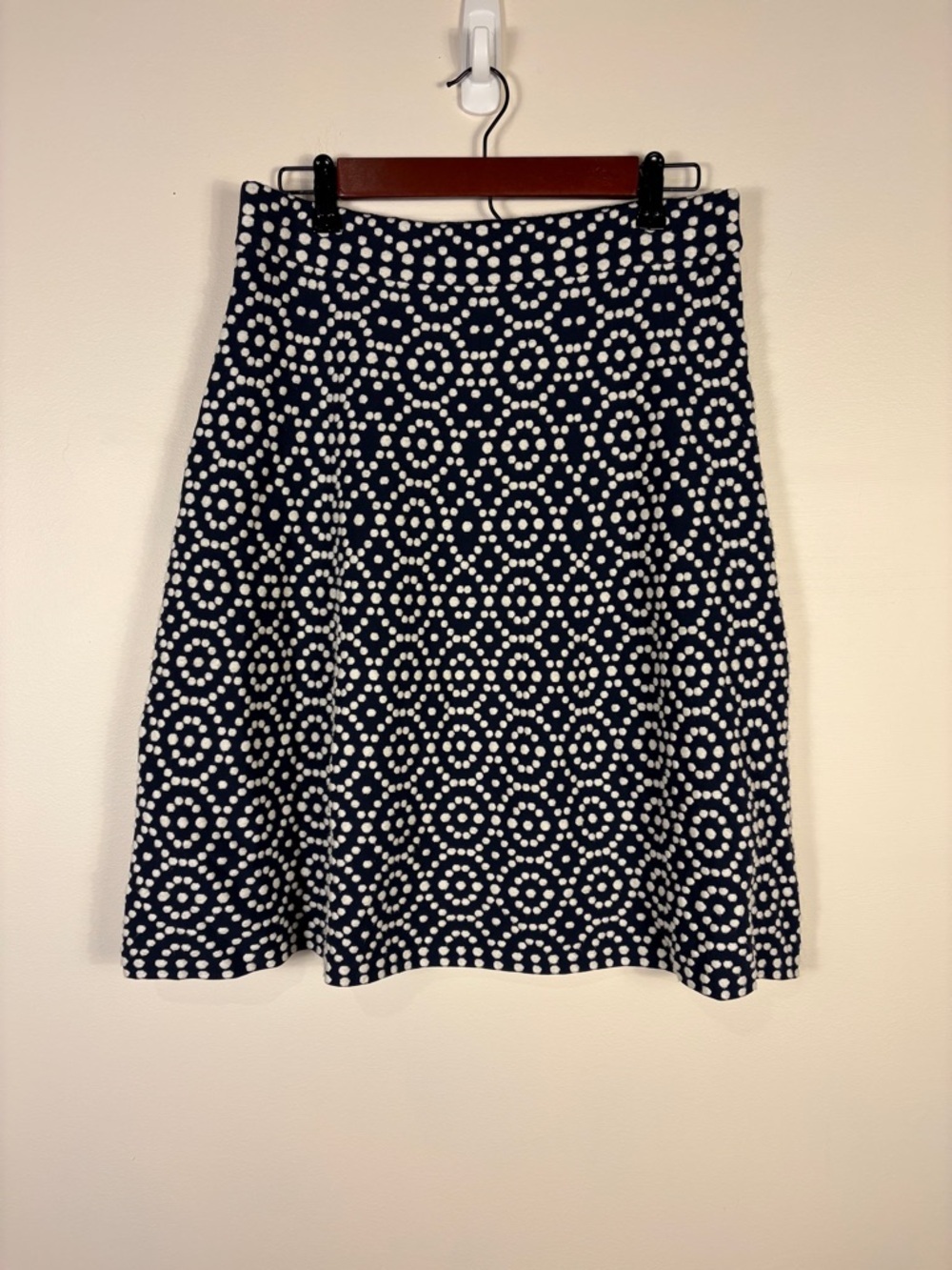 Boden Blue White Polka Dot A-Line Skirt Pull On Classic Preppy